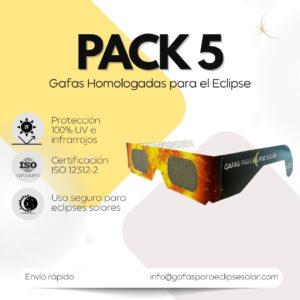 Gafas Eclipse Solar Homologadas Pack 5